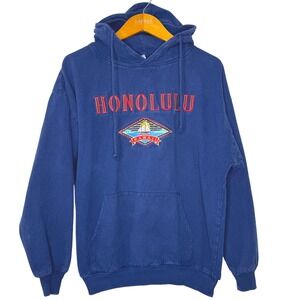 Vintage Crazy Shirts‎ Hawaii Honolulu Hoodie Blue Medium